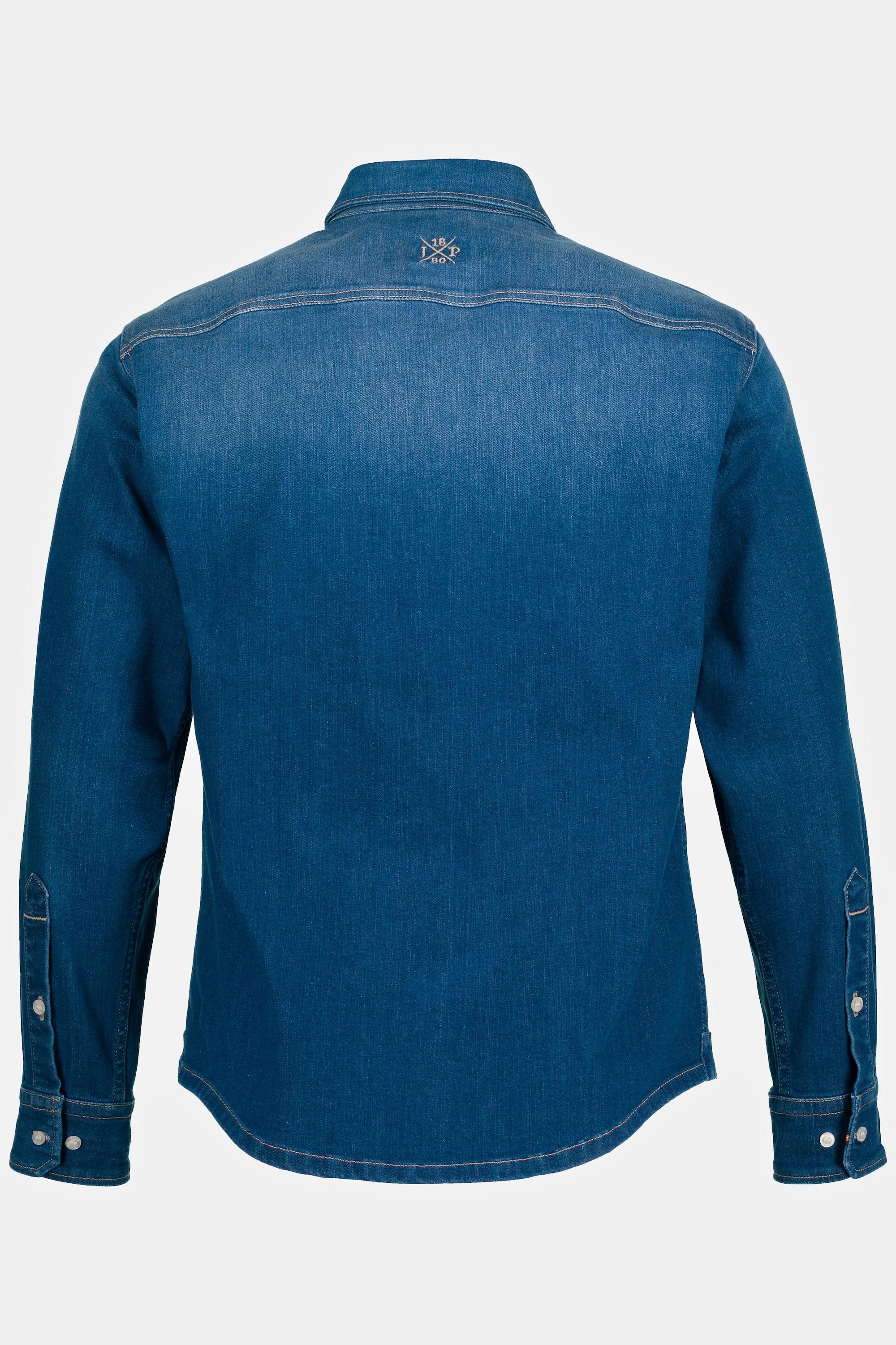 JP1880  Chemise en jean à manches longues et col à pointes boutonnées - coupe Modern Basic Fit 