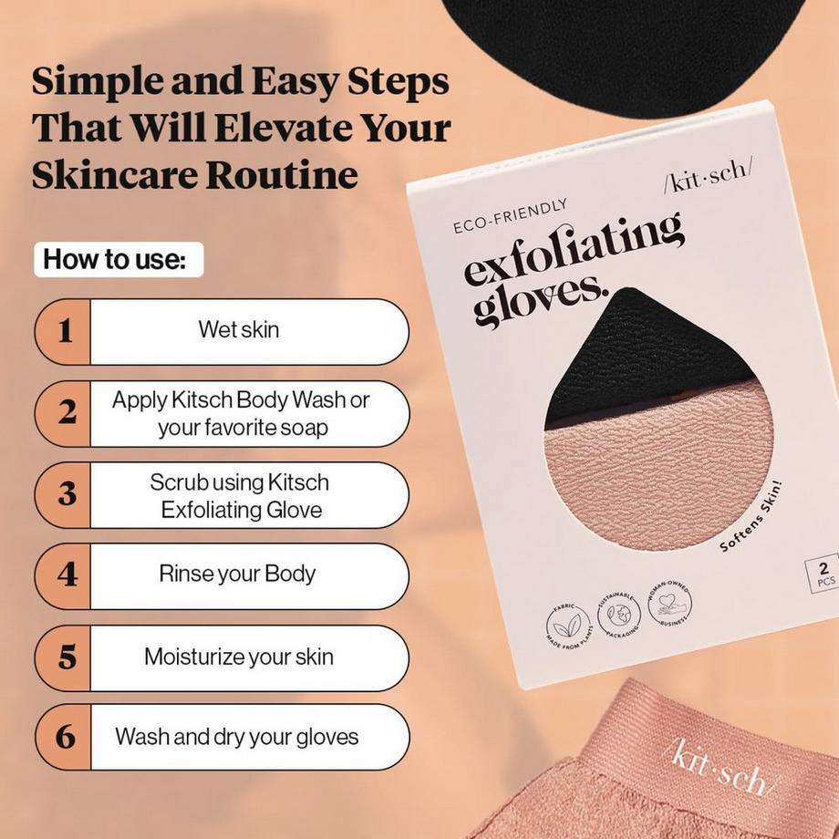 Kitsch  Peeling Handschuhe 2er Set Schwarz Terrakotta 