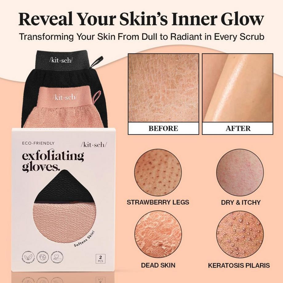 Kitsch  Peeling Handschuhe 2er Set Schwarz Terrakotta 