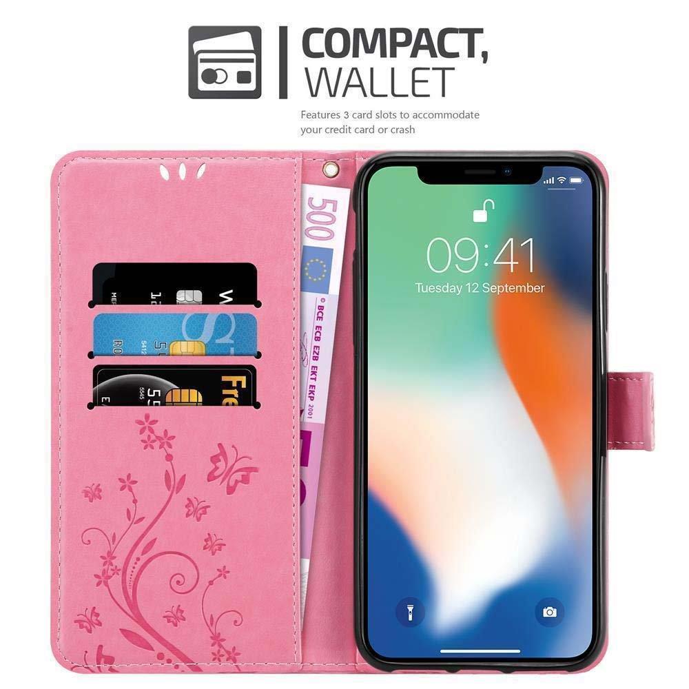 Cadorabo  Housse compatible avec Apple iPhone X / XS - Coque de protection au design floral avec fermeture magnétique, fonction de support et emplacements pour cartes 