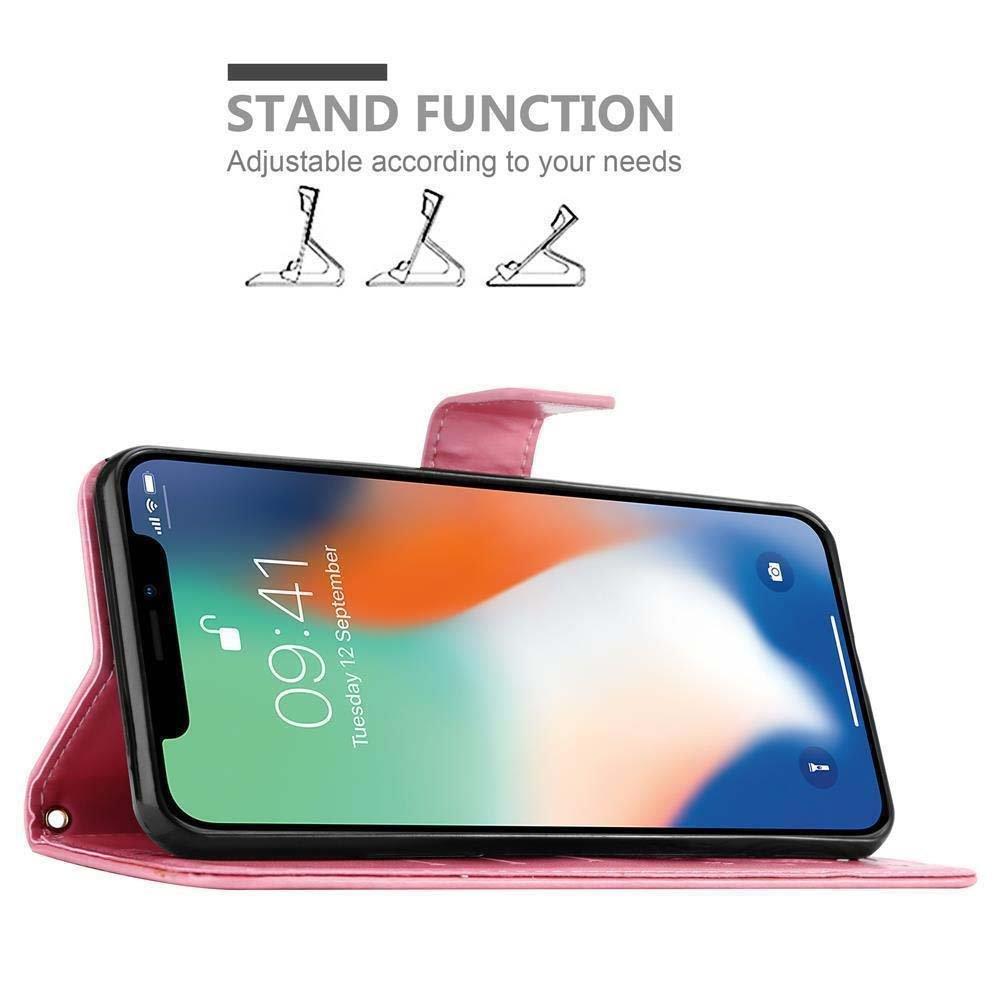 Cadorabo  Housse compatible avec Apple iPhone X / XS - Coque de protection au design floral avec fermeture magnétique, fonction de support et emplacements pour cartes 