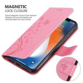 Cadorabo  Housse compatible avec Apple iPhone X / XS - Coque de protection au design floral avec fermeture magnétique, fonction de support et emplacements pour cartes 