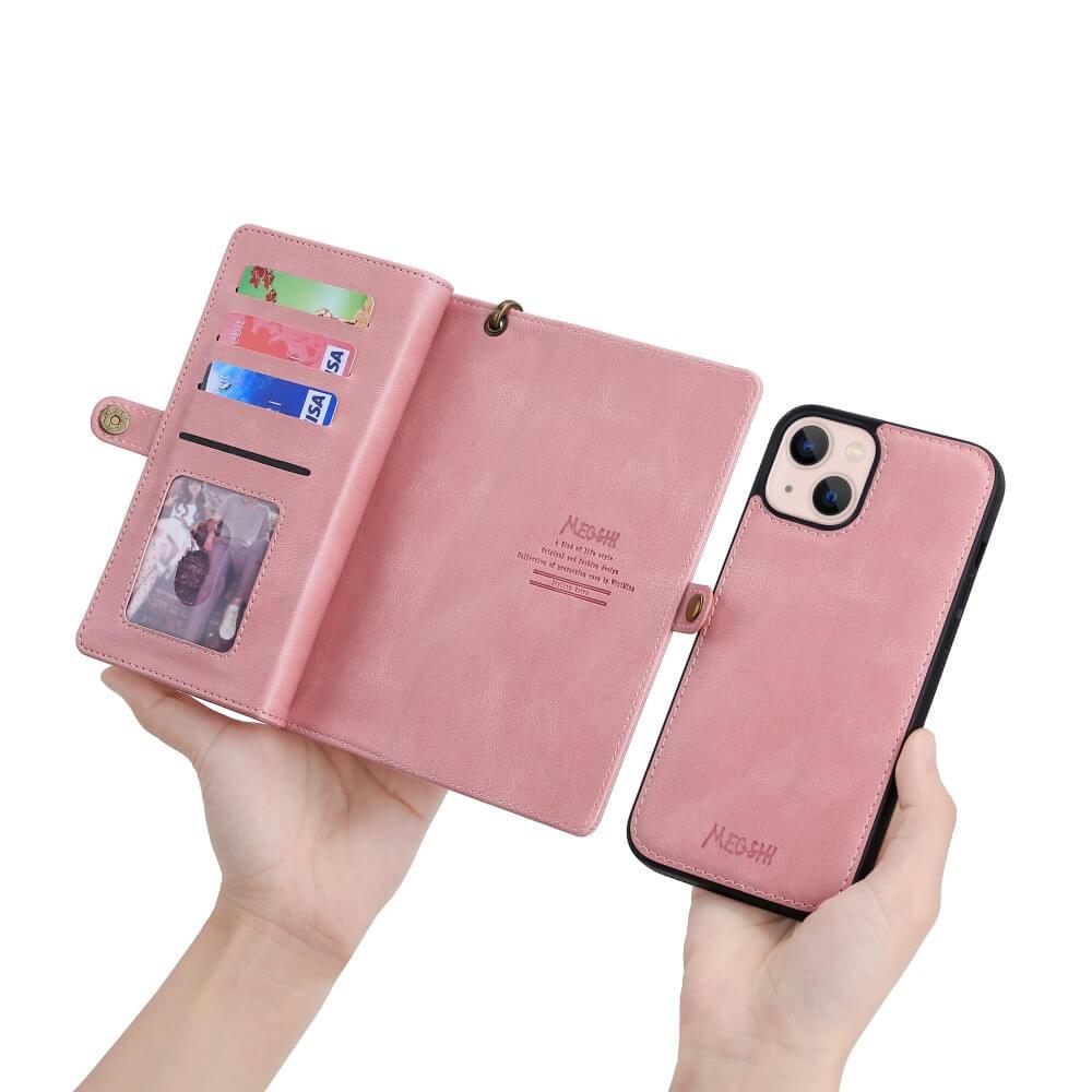 MEGSHI  iPhone 15 Plus - Megshi 2-1 portefeuilles coque 