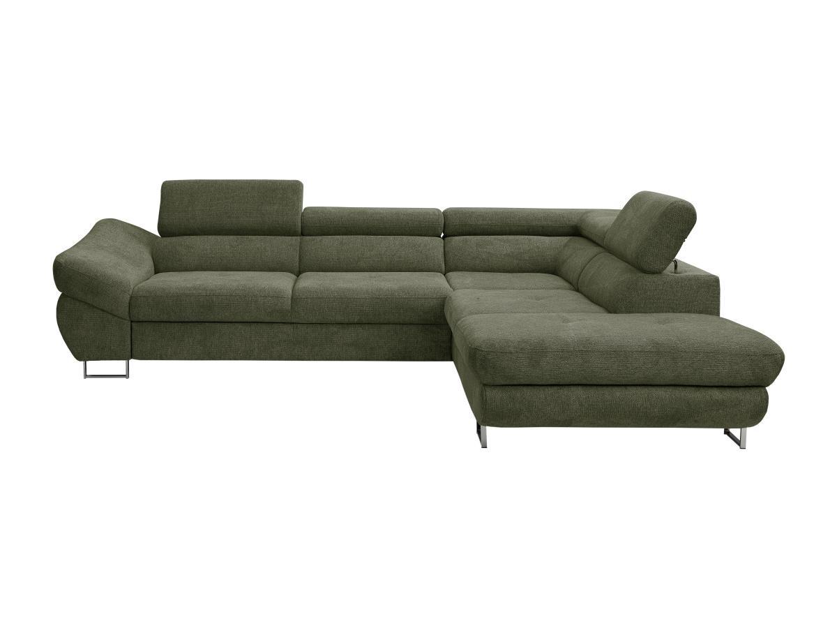 Vente-unique Ecksofa mit Schlaffunktion - Ecke rechts - Strukturstoff - Grün - DALIAS  