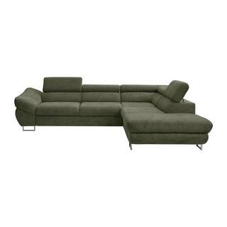 Vente-unique Ecksofa mit Schlaffunktion - Ecke rechts - Strukturstoff - Grün - DALIAS  