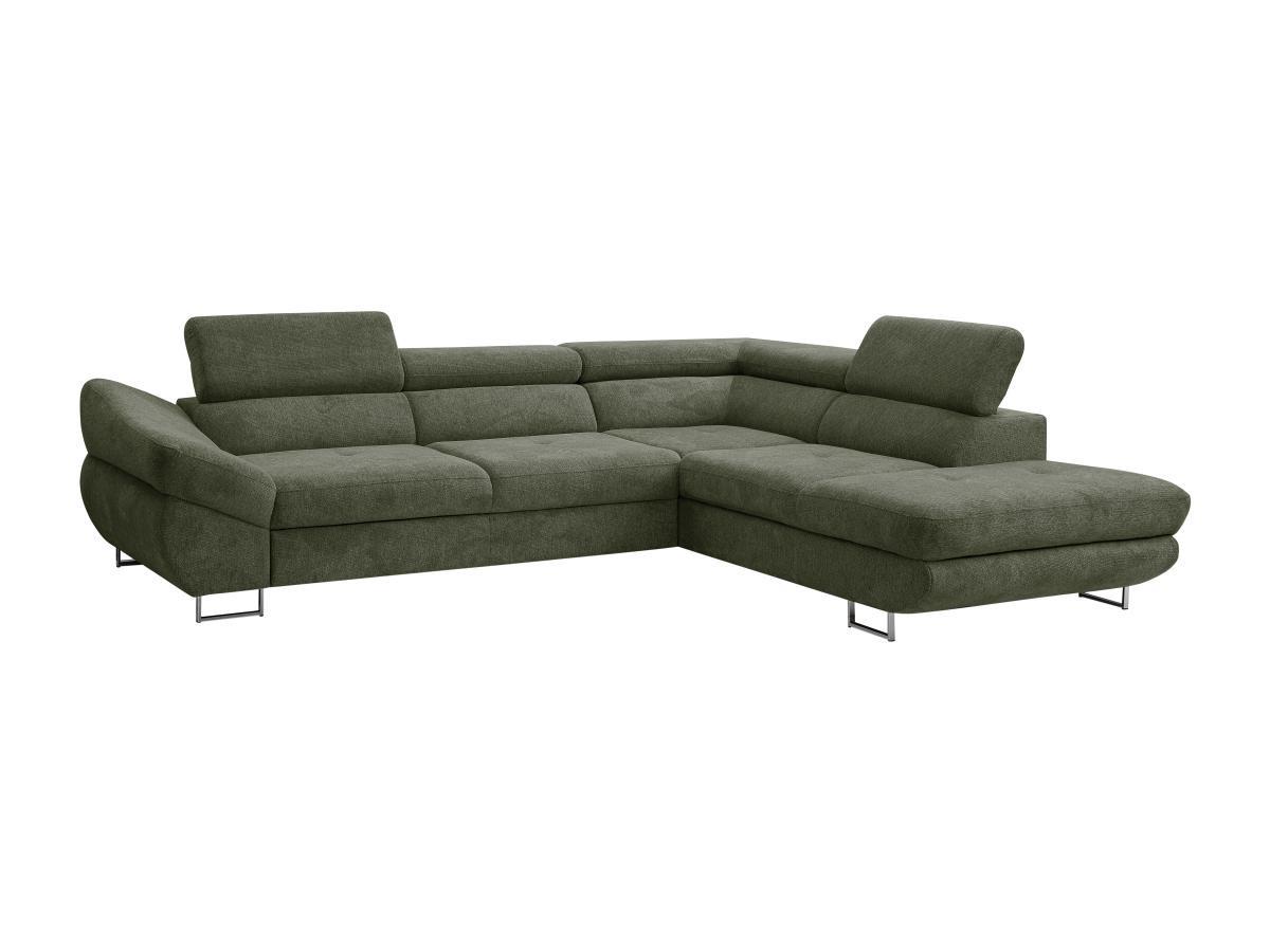 Vente-unique Ecksofa mit Schlaffunktion - Ecke rechts - Strukturstoff - Grün - DALIAS  