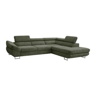 Vente-unique Ecksofa mit Schlaffunktion - Ecke rechts - Strukturstoff - Grün - DALIAS  