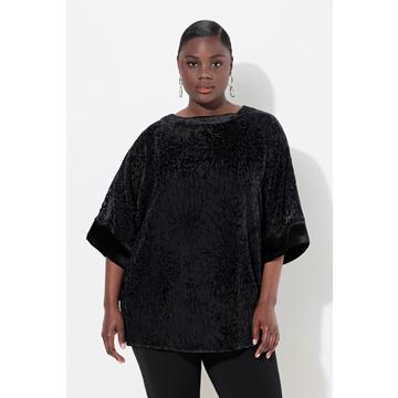 Blusa dal taglio oversize in velluto dévoré con scollo a girocollo e mezze maniche