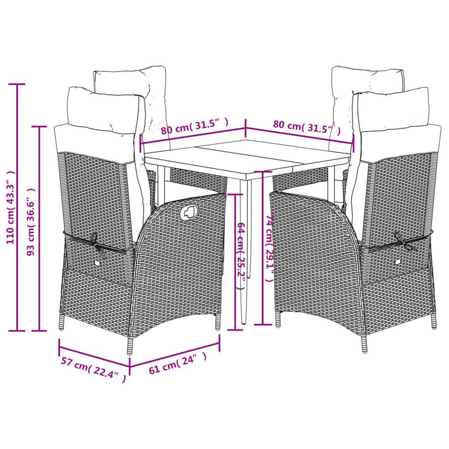 VidaXL Garten essgruppe poly-rattan  