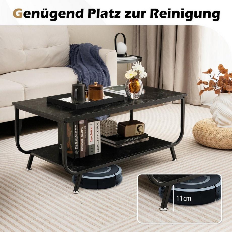 B2X Marmor Couchtisch Rechteckiger Couchtisch mit 2 Ebenen  