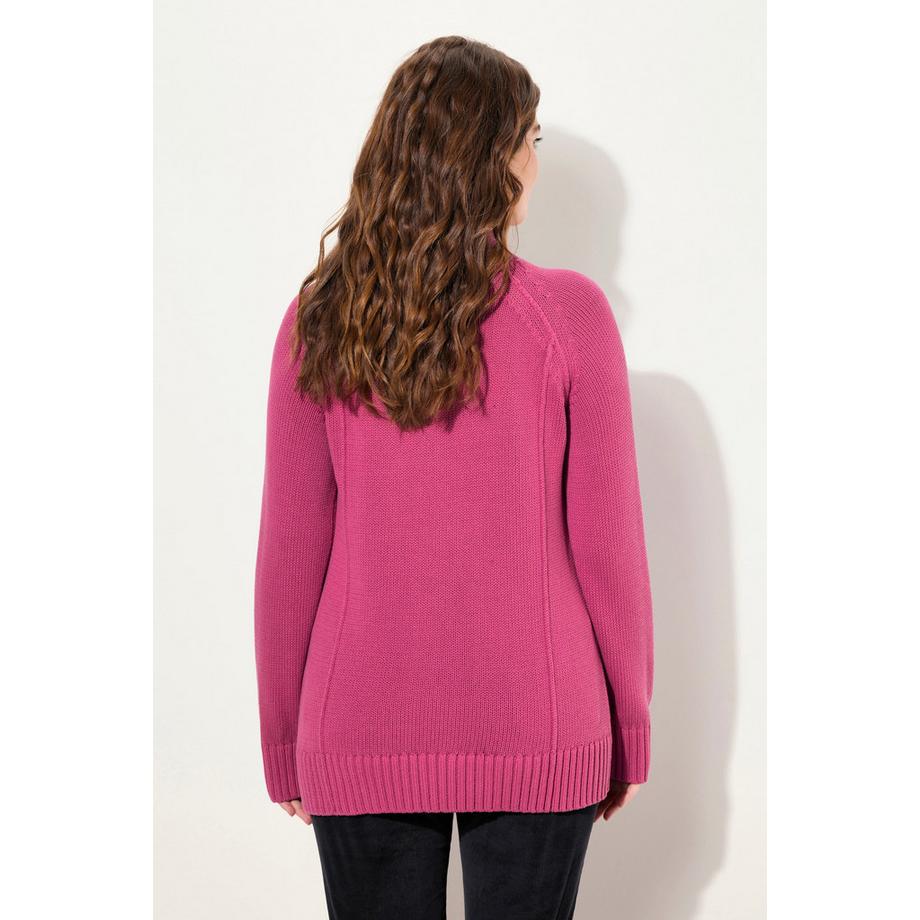 Ulla Popken Pullover Ziernähte Stehkragen Langarm  