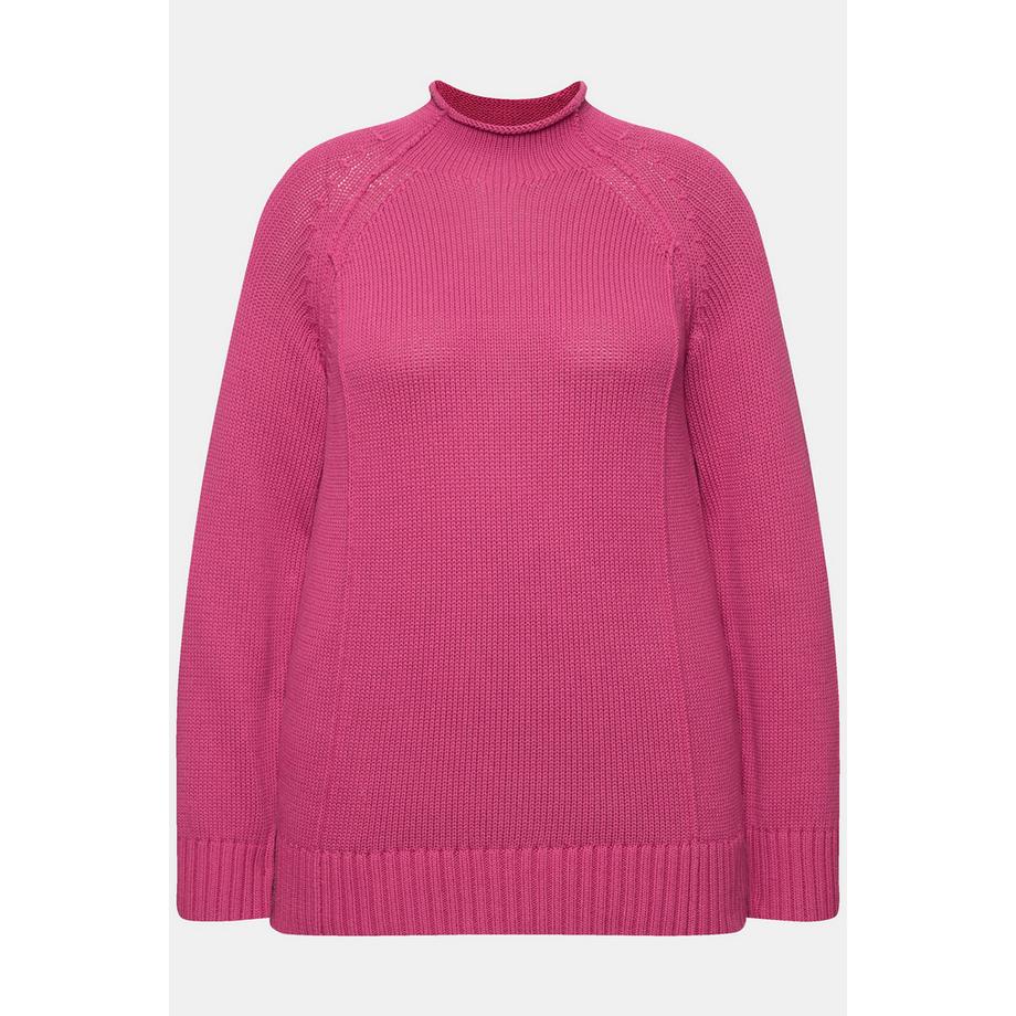 Ulla Popken Pullover Ziernähte Stehkragen Langarm  