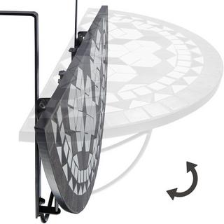 Tectake Balkontisch zum Einhängen mit Mosaikmuster klappbar 75x65x62cm  