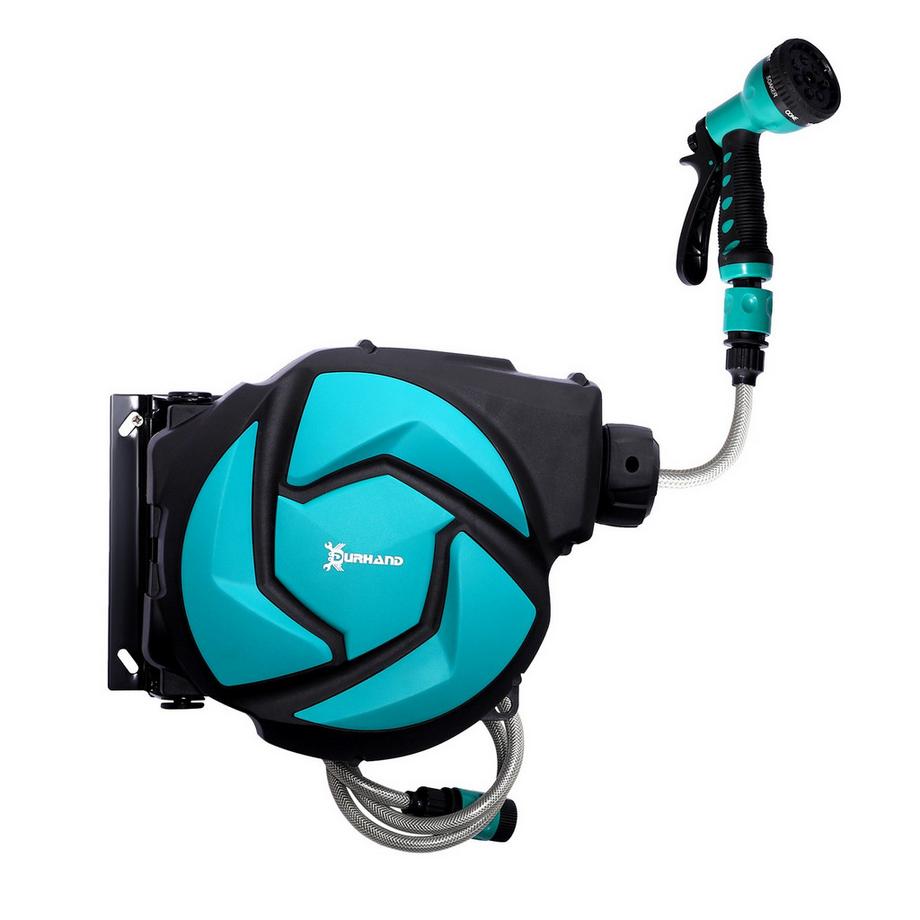 Northio  Wandschlauchbox Schlauchtrommel 180° Schwenkbar Mit Multibrause Frostschutz -5–45 °C Kunststoff Grün + Schwarz 10 M 