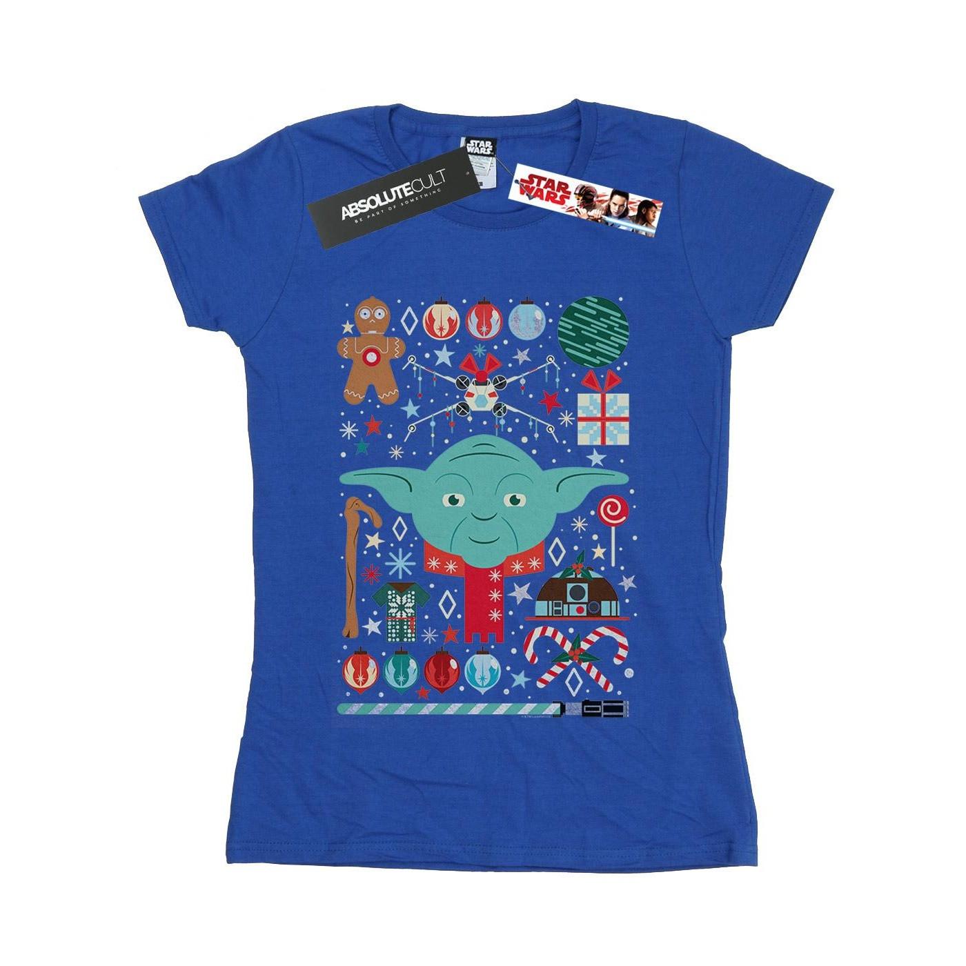 Image of Yoda Christmas Tshirt Damen Königsblau L