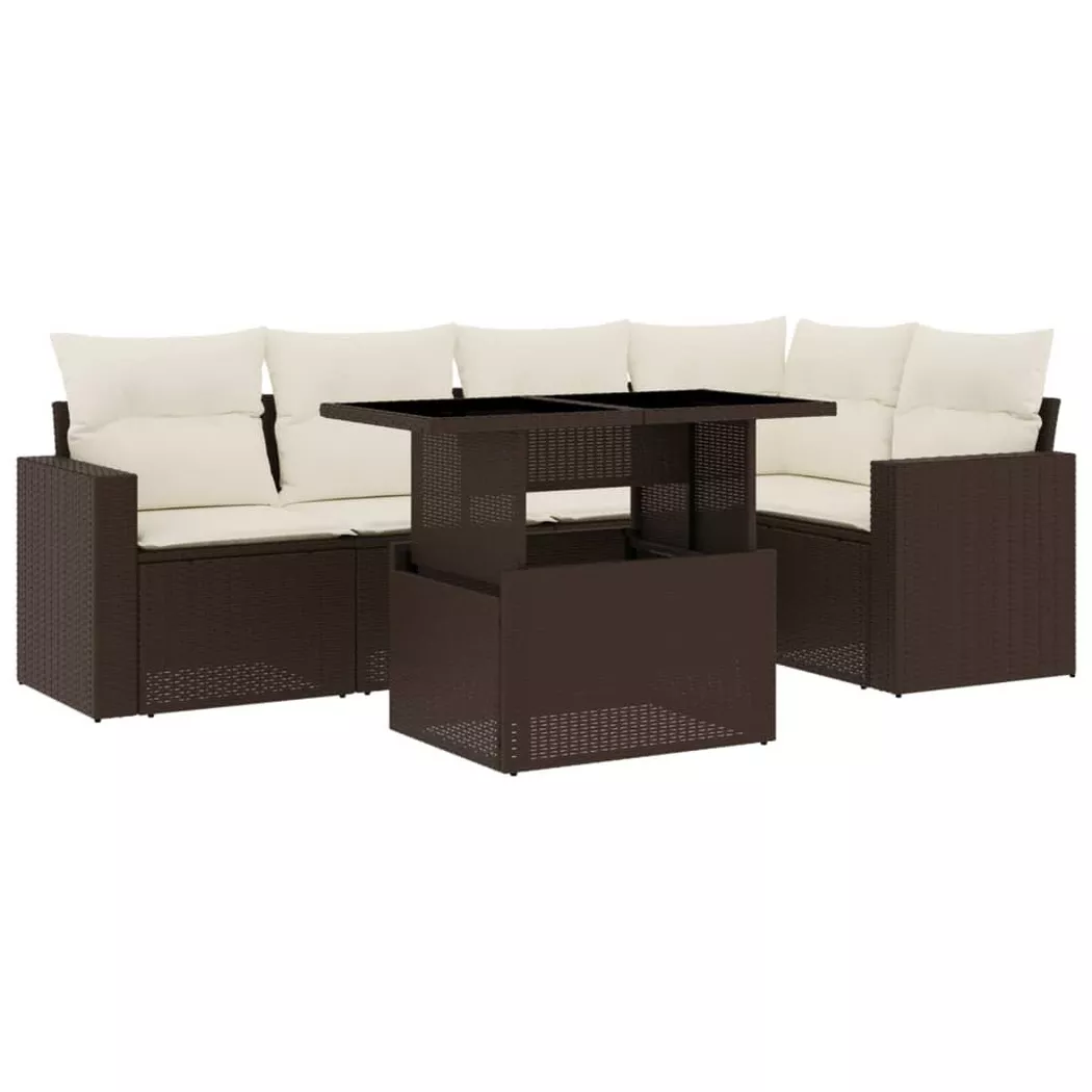 VidaXL - set divano da giardino Polirattan, One Size, Marrone