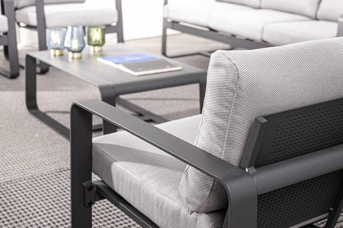 mutoni Jardin Canapé 2 places Merrigan avec coussins anthracite  