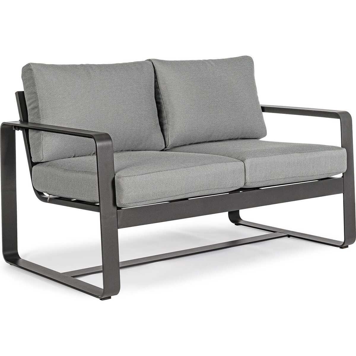 mutoni Jardin Canapé 2 places Merrigan avec coussins anthracite  