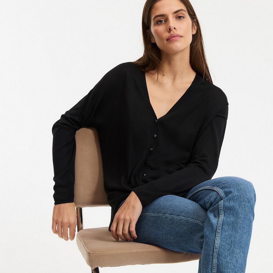 La Redoute Collections Cardigan Maglia Fine Scollo a V Chiusura Bottoni  
