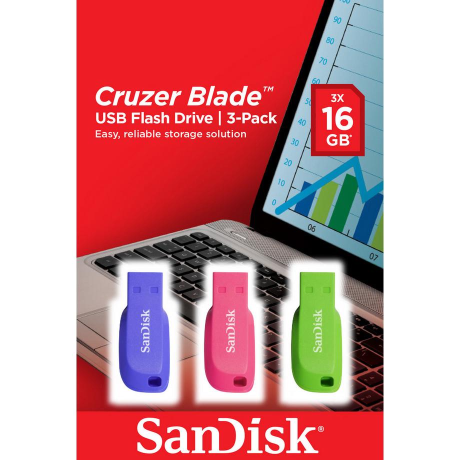 SanDisk  SanDisk Cruzer Blade 16GB USB-Stick USB Typ-A 2.0 Blau, Grün, Pink 