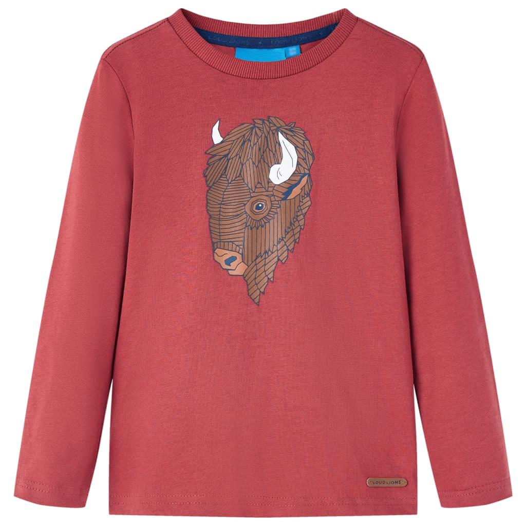 Image of Kinder Langarmshirt Baumwolle Mädchen Rot Bunt 128