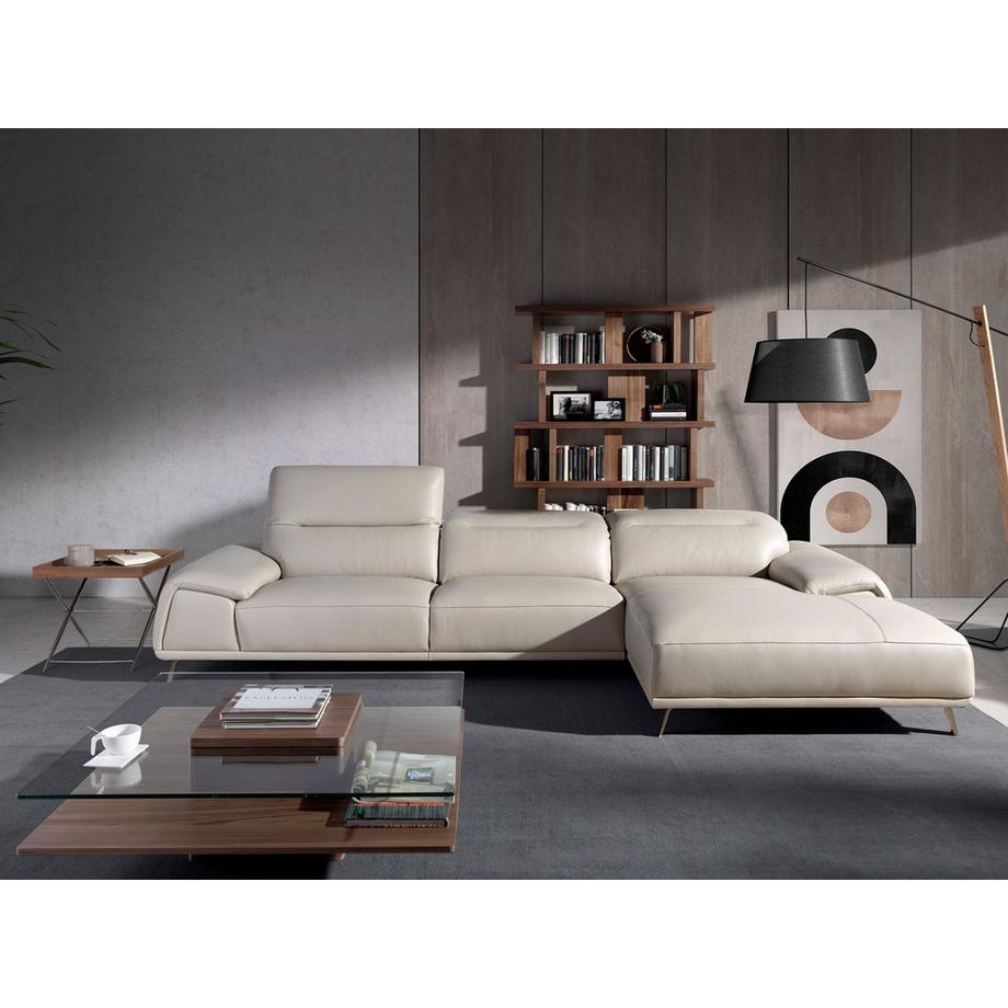 ANGEL CERDA Table d'angle rectangulaire en noyer et acier chromé  