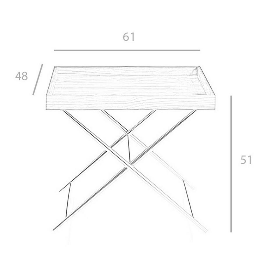 ANGEL CERDA Table d'angle rectangulaire en noyer et acier chromé  
