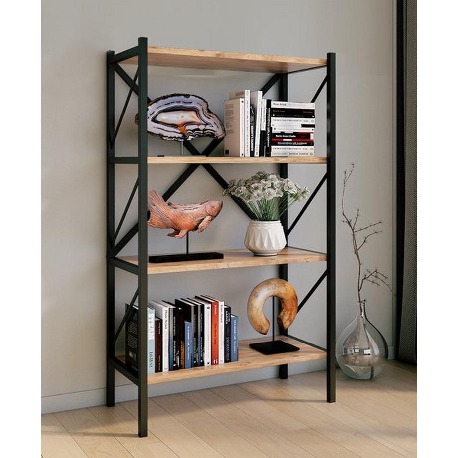 VCM Holz Metall Aufbewahrung Stand Regal Bücherregal Deko Bücher Standregal Insasi 4  