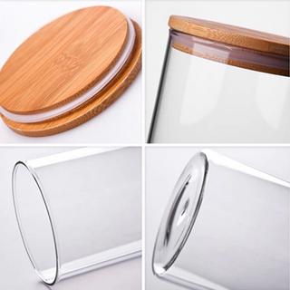 ALPINA Pot en verre avec couvercle en bois - 950 ml  