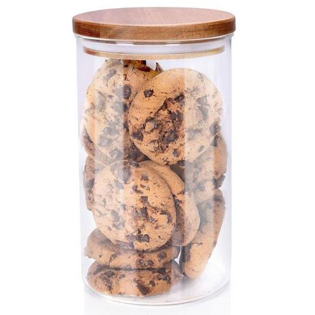 ALPINA Pot en verre avec couvercle en bois - 950 ml  