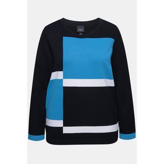 Ulla Popken  Maglione in stile color blocking con scollo a girocollo e maniche lunghe 