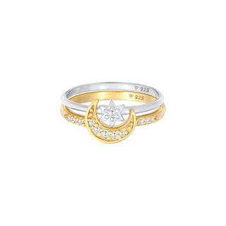 Elli  Bague Étoile Lune Zirconium Anneau Empilé Set 