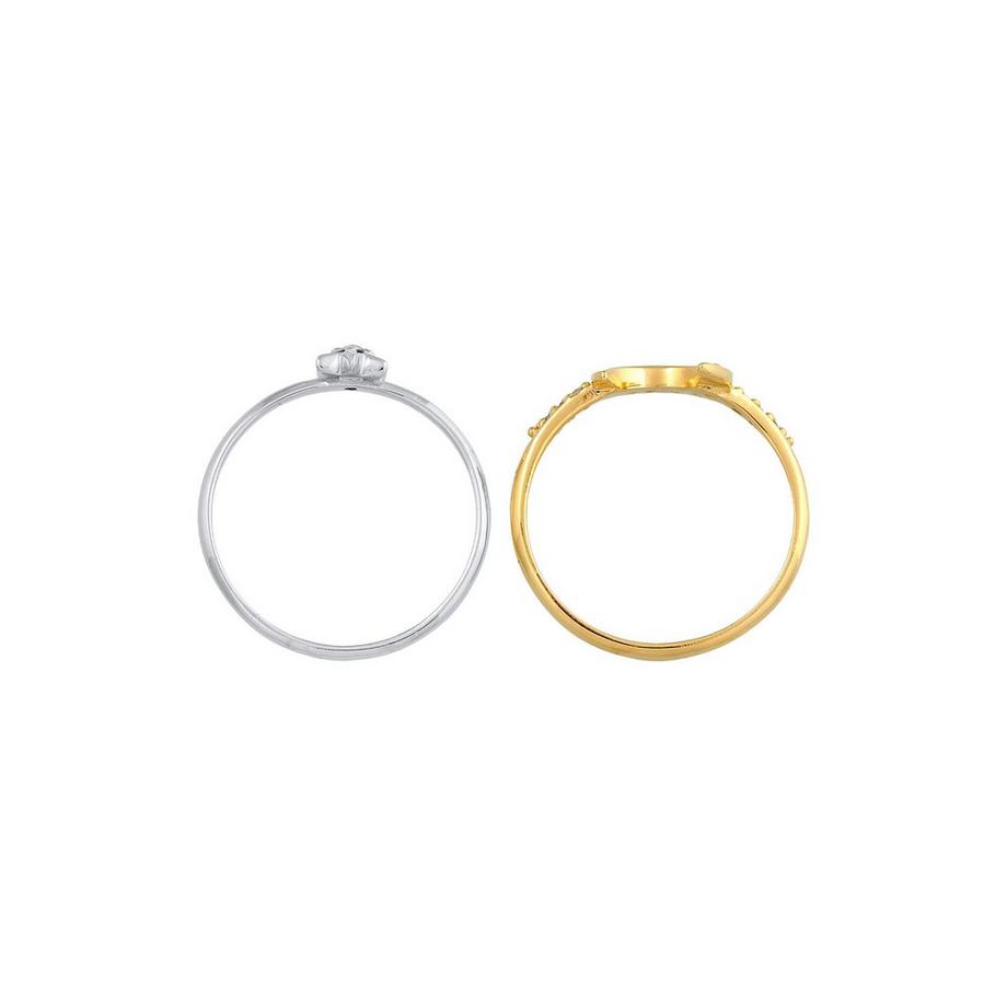 Elli  Bague Étoile Lune Zirconium Anneau Empilé Set 