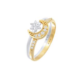 Elli  Bague Étoile Lune Zirconium Anneau Empilé Set 