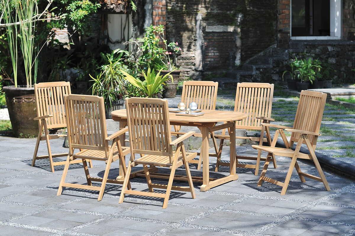 mutoni pleasure Garten Essgruppe Solo VI Teak natur (5-tlg)  