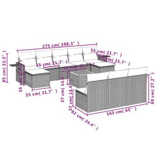 VidaXL Ensemble de canapés de jardin rotin synthétique  