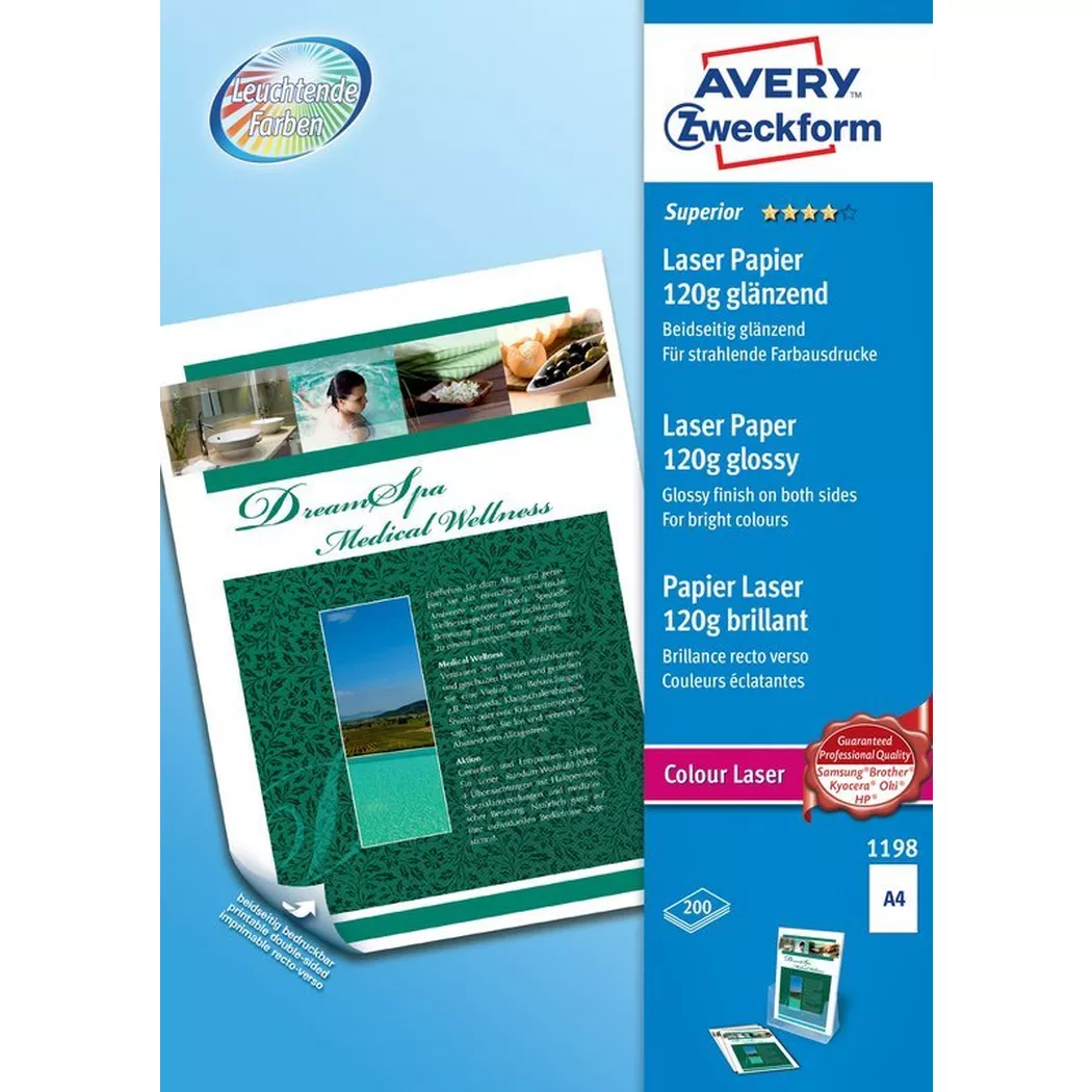 Avery-Zweckform – AVERY ZWECKFORM Laser Fotopapier A4, 200 Blatt, Weiss, 1 Stück