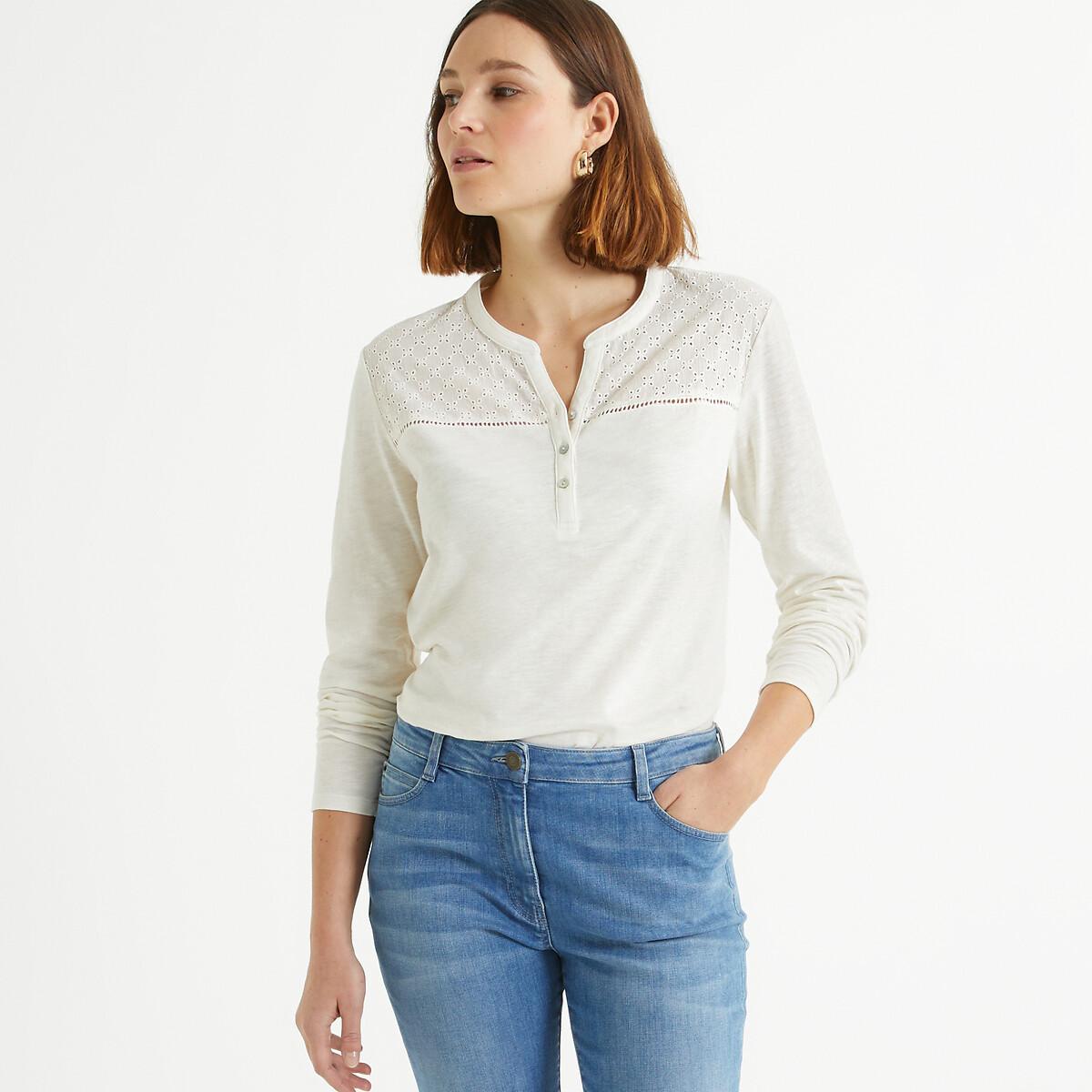 Image of Shirt Mit Henley-ausschnitt Damen Weiss 42