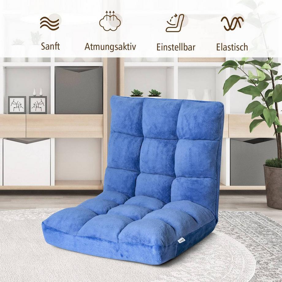 Northio Chaise de sol chaise de sol réglable avec dossier coussin de sol 105 x 56 x 15 cm bleu  
