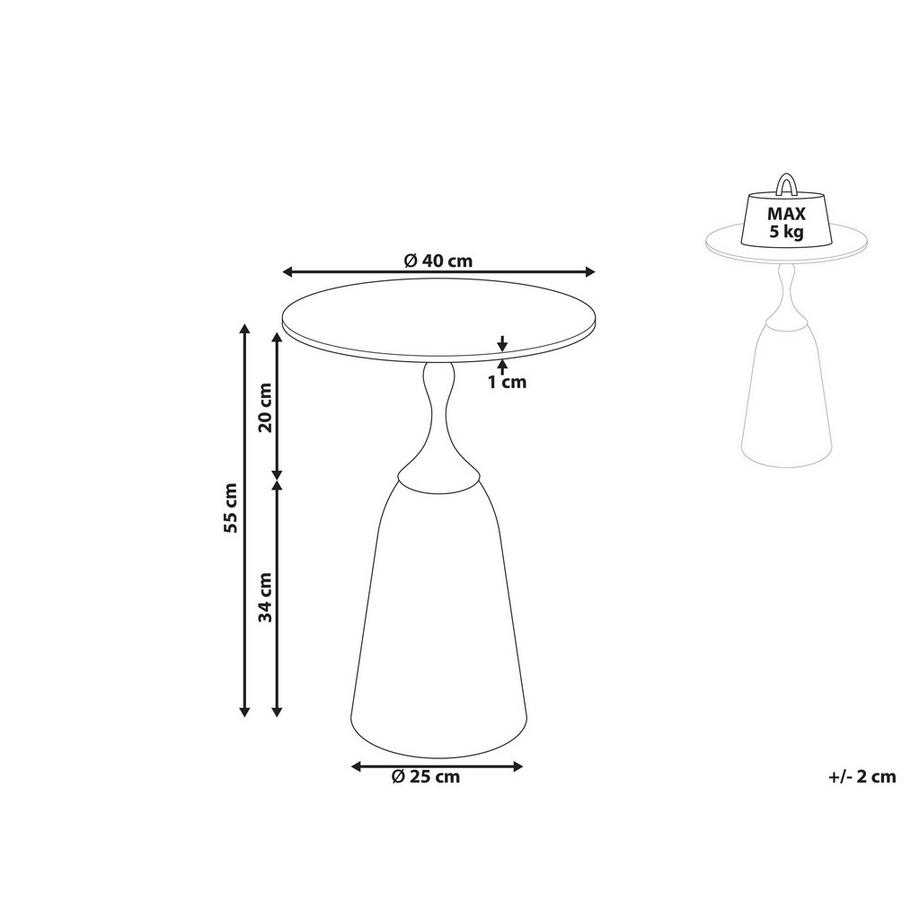 Beliani Table d'appoint en Métal Glamour CARTER  