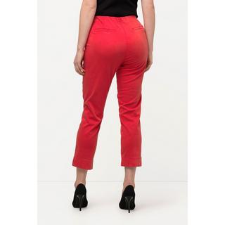 Ulla Popken  Pantaloni con nervature, taglio della gamba aderente, spacchetto e cintura elastica 