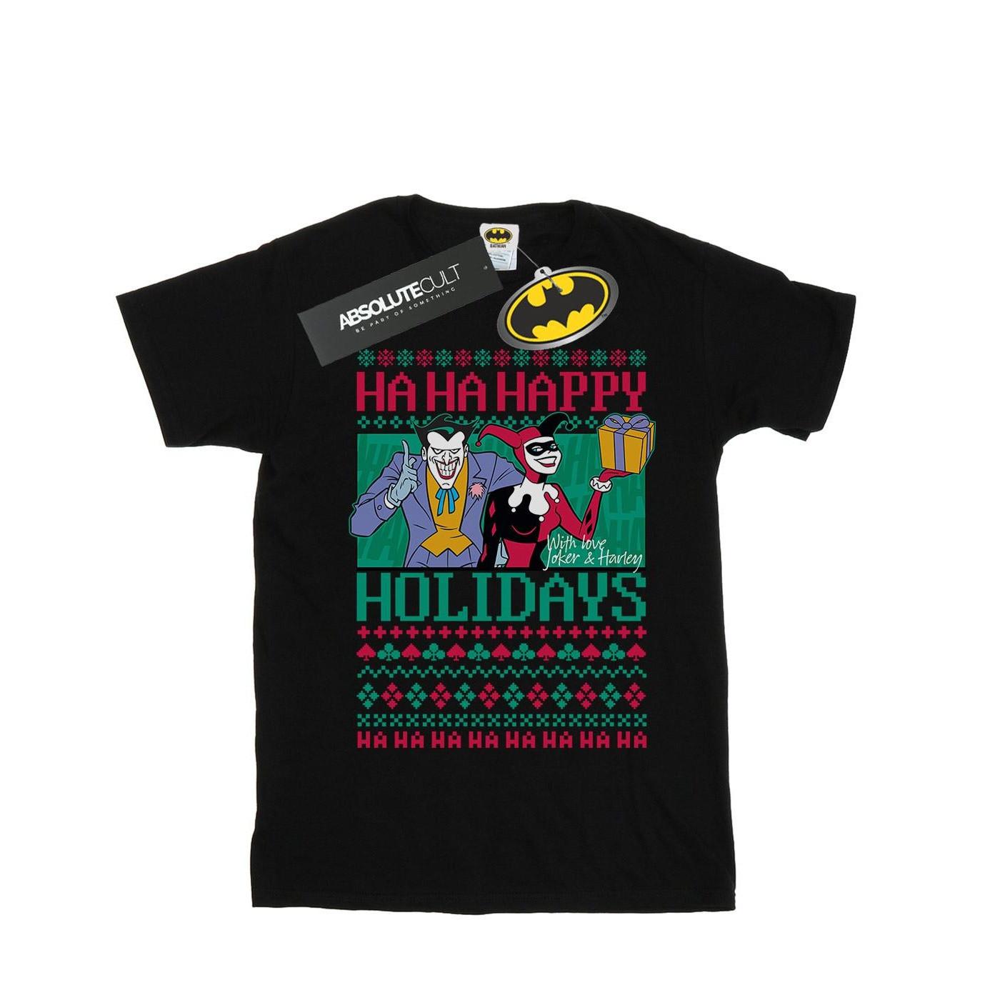 Image of Joker And Harley Quinn Ha Ha Happy Holidays Tshirt Mädchen Schwarz 128