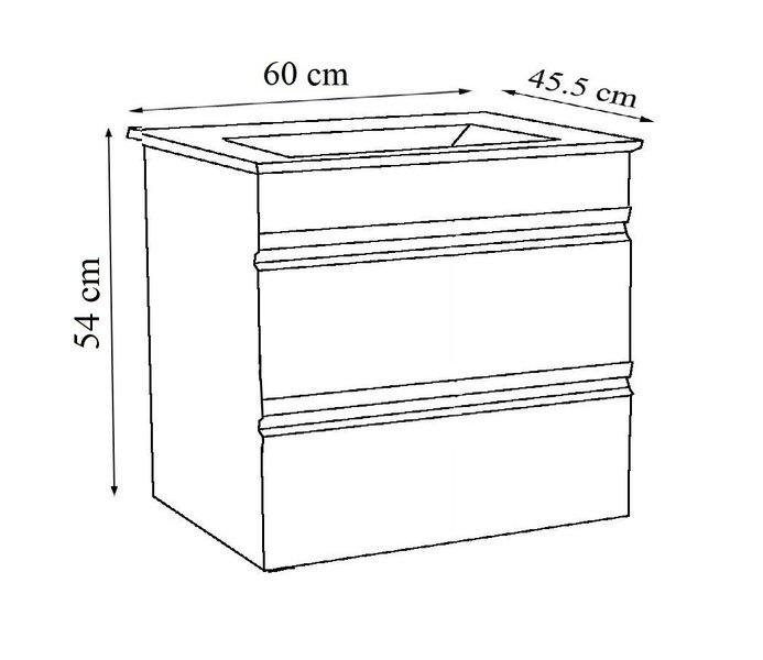 VCM 5-tlg. Waschplatz Waschtisch 60 cm Badmöbel Set Waschbecken grifflose Schublade Spiegelschrank Hochschrank Silora L  