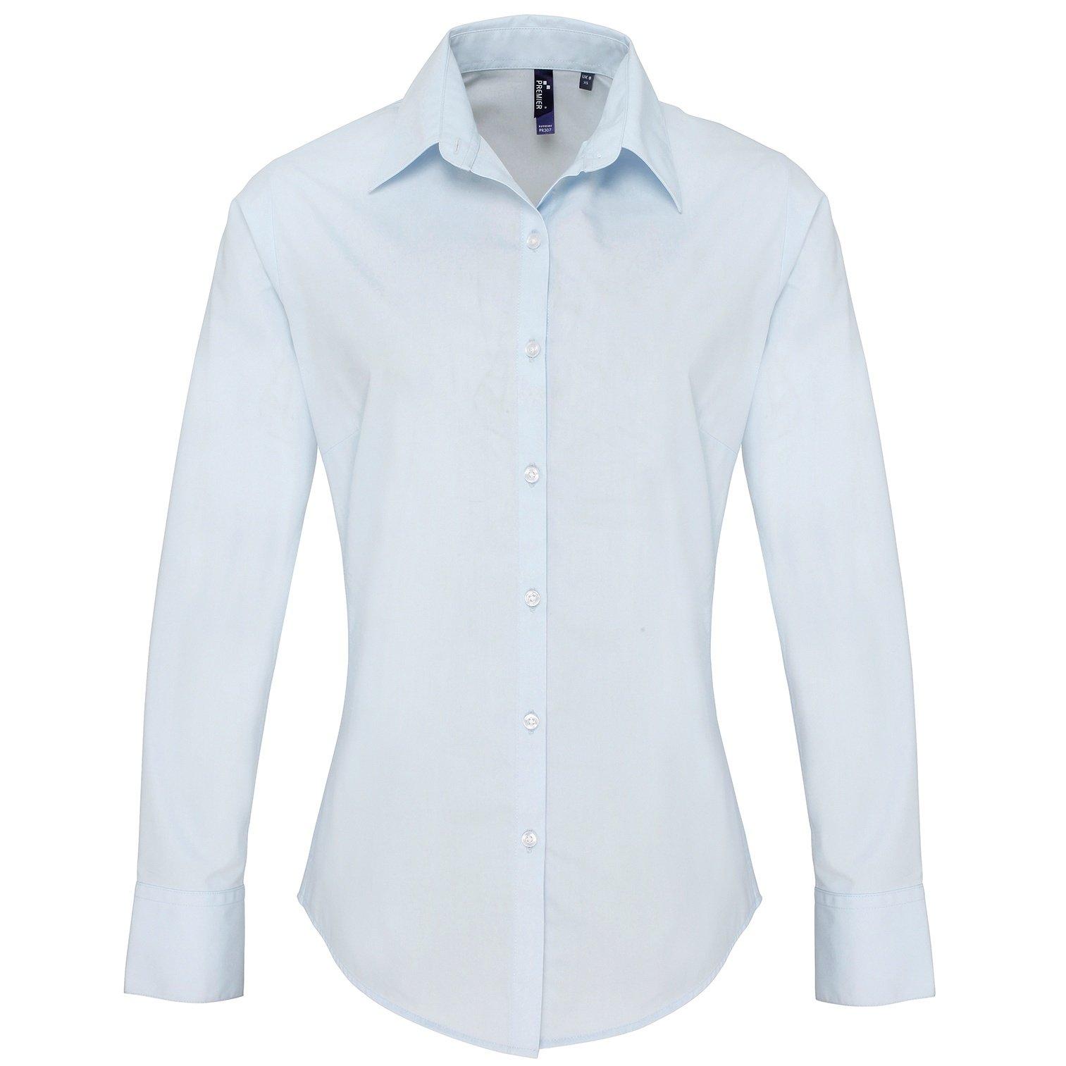 Image of Popeline Bluse Arbeitshemd, Langärmlig Damen Hellblau 40