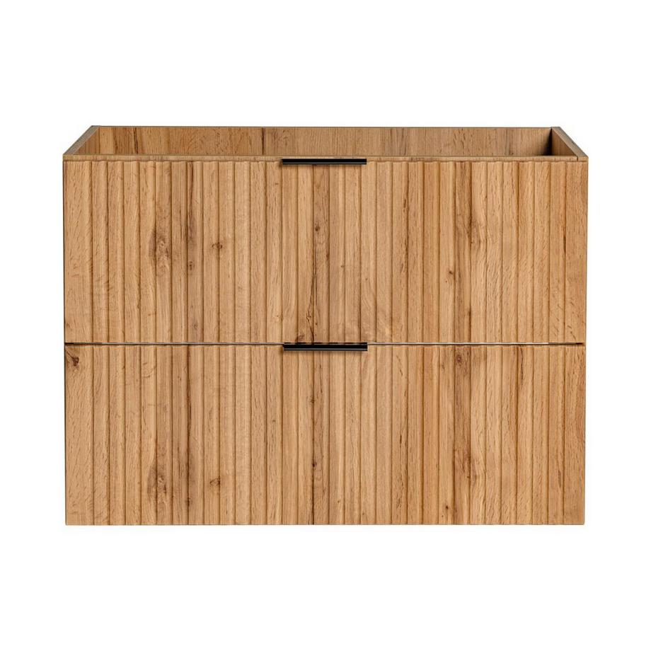 Vente-unique Meuble sous vasque suspendu strié - Naturel clair - L80 cm - ZEVARA  