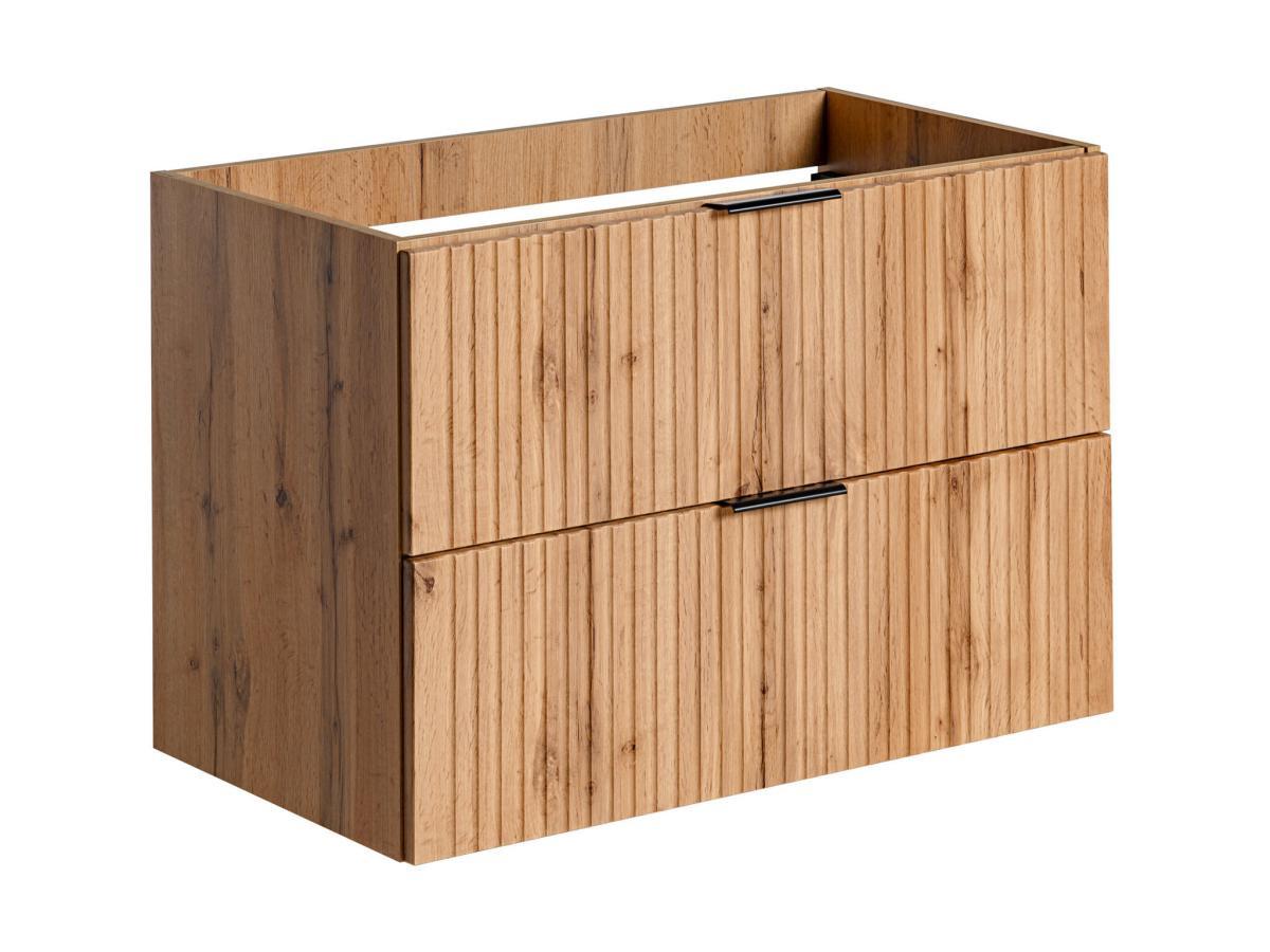 Vente-unique Mobile sotto lavabo sospeso a righe L80 cm Naturale chiaro - ZEVARA  