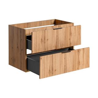 Vente-unique Mobile sotto lavabo sospeso a righe L80 cm Naturale chiaro - ZEVARA  