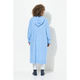 Ulla Popken Cardigan lungo aperto con cappuccio  