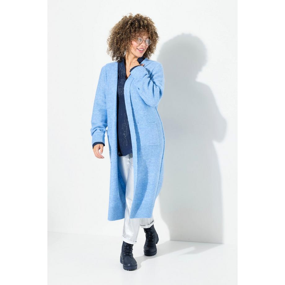 Ulla Popken Lange Strickjacke mit Kapuze offen  