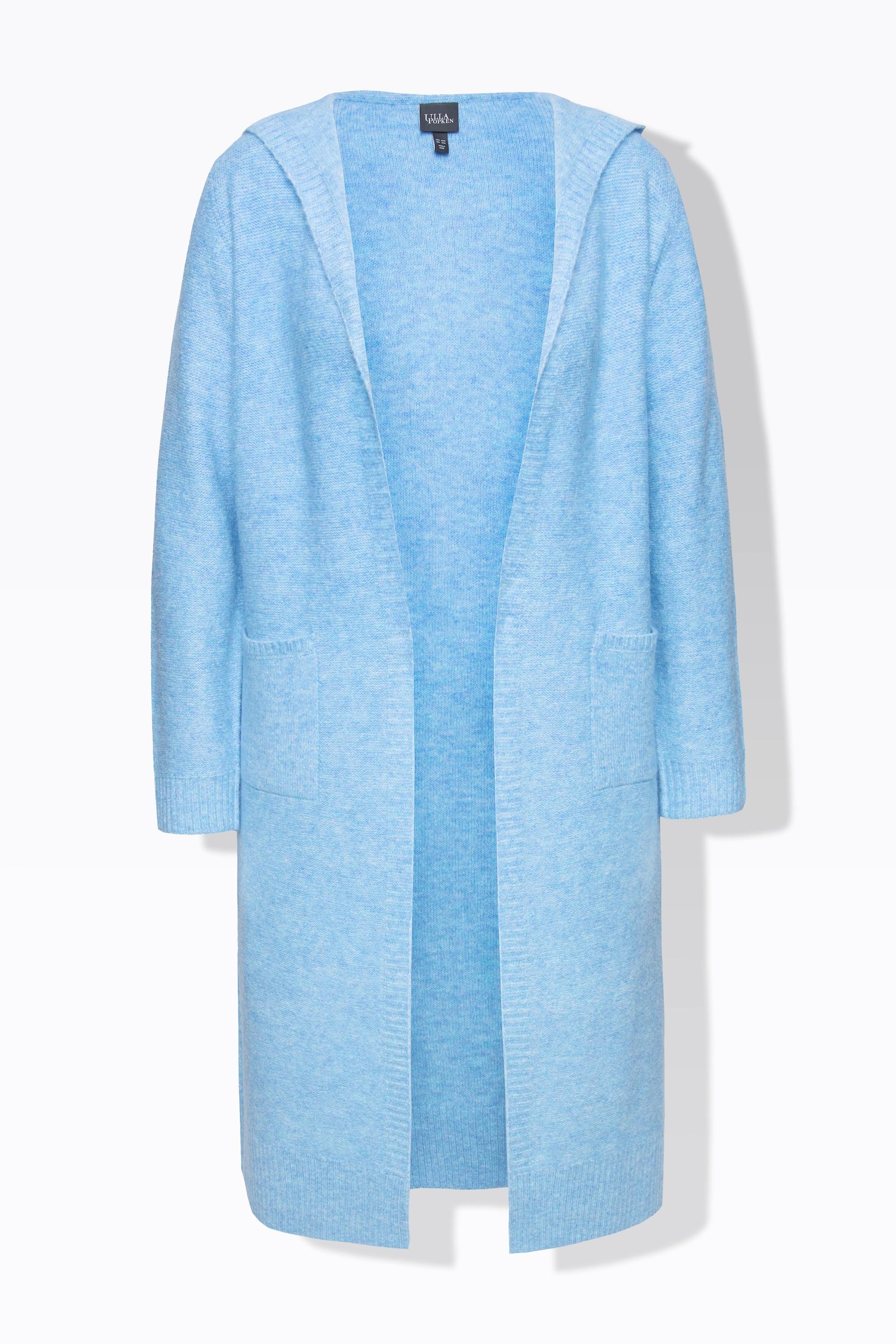 Ulla Popken Cardigan lungo aperto con cappuccio  